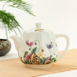 Chinesische Teekanne Porzellan Weiße Blumen 450ml - 900ml